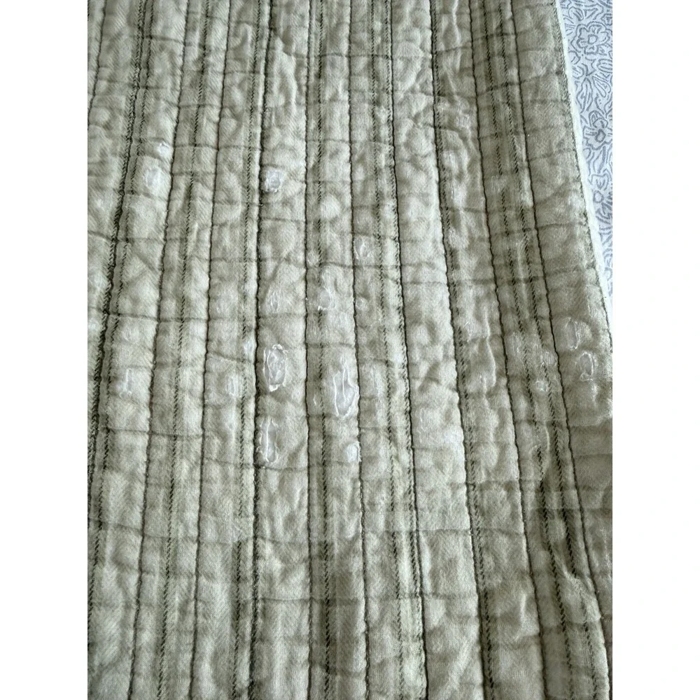 Eddie Bauer Plaid Quilt Blue Gray Cream Twin Throw Vtg 90s Rustic Cabin Cottage
